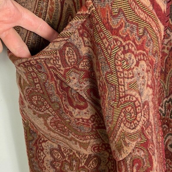 Vintage Rust Brown Floral Shacket Embroidered Sweater Jacket Reversible Coat S - Picture 7 of 9